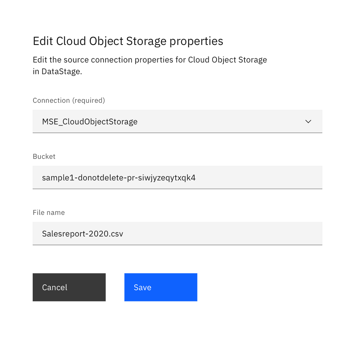 Example of product configuration properties using the required pattern